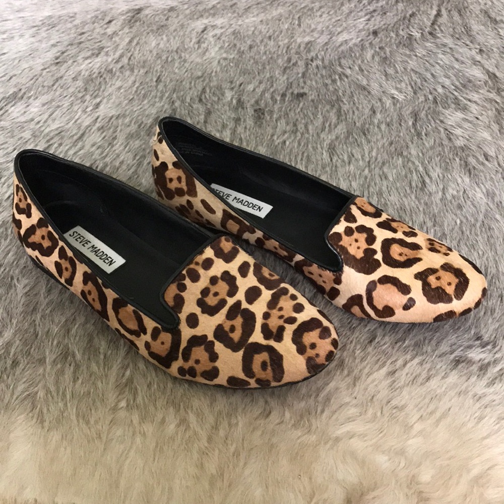 Steve Madden Leopard Calf Hair Croquet Loafers Sz8